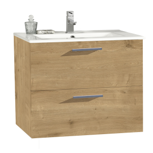 Meuble Alma Chêne 80cm 2 Tiroirs /vasque + miroir-FIN DE SERIE Livré monté - QUANTITE LIMITEE